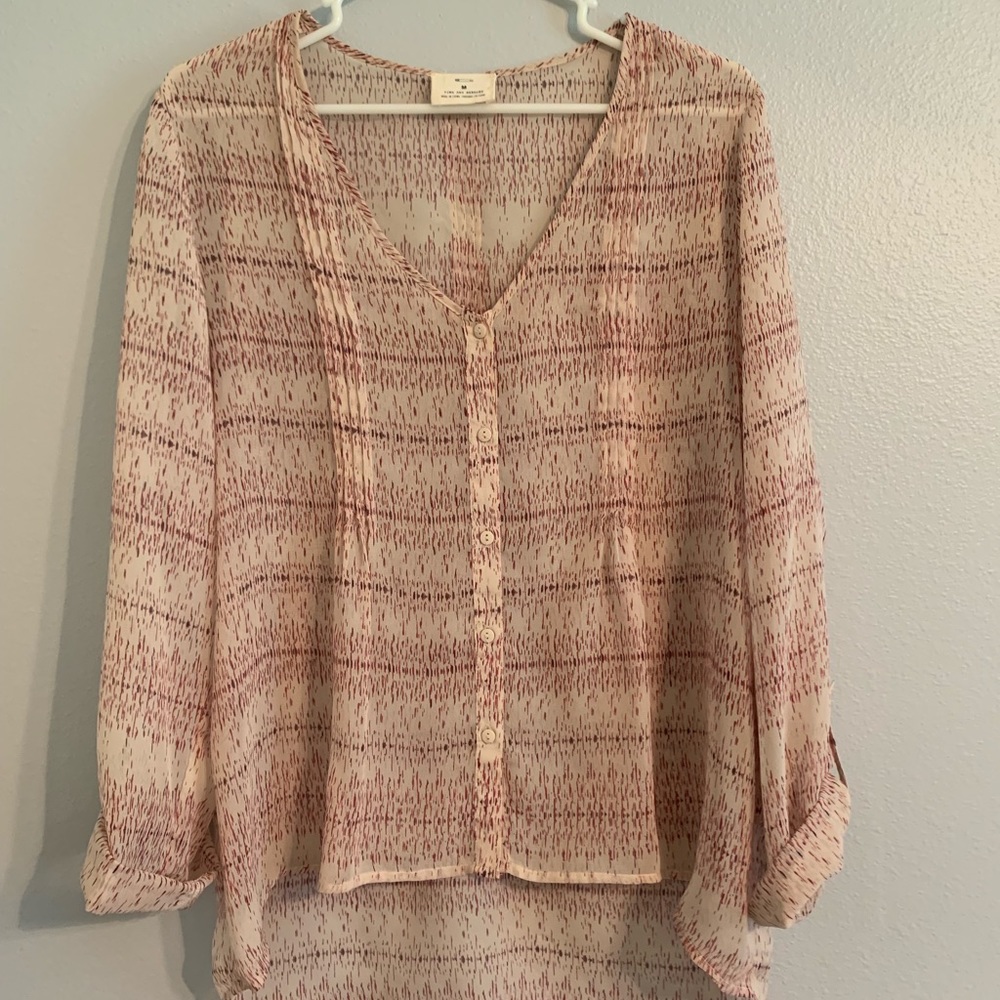 Urban Outfitters Pins & Needles Cream Hi-Lo Top